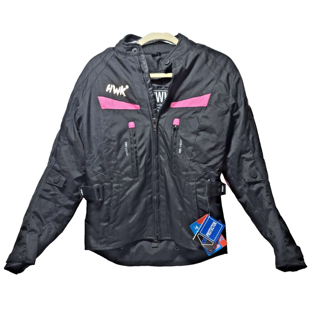 HWK Women's Motorcycle Jacket For Women Stunt Adventure CE Armor Black/Pink Sm